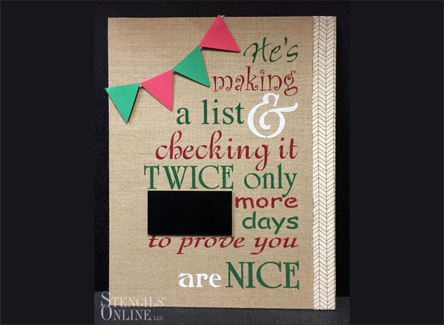 stenciled christmas canvas