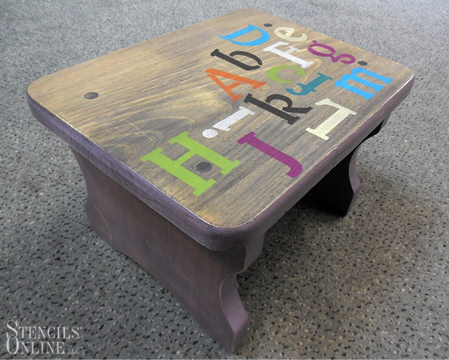 stenciled stool DIY