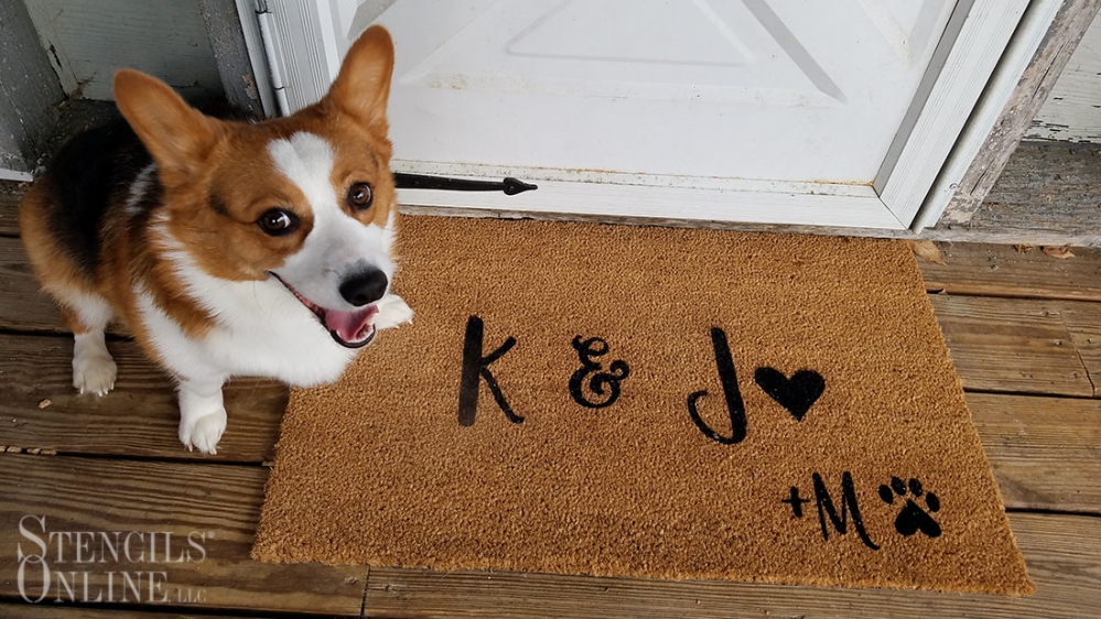 DIY: CUSTOM STENCILED DOORMAT miri the corgi