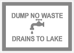 Drains to Lake Stencil dump no waste drains to lake storm drain marking stencil