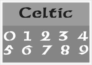 Celtic Font Number Stencil