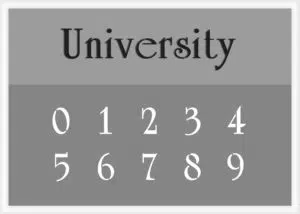 University Font Number Stencil