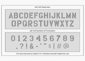 Jail Cell font alphabet stencil character guide