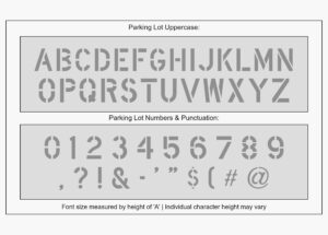 Parking Lot font alphabet stencil character guide
