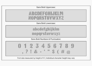 Sans Bold font alphabet stencil character guide