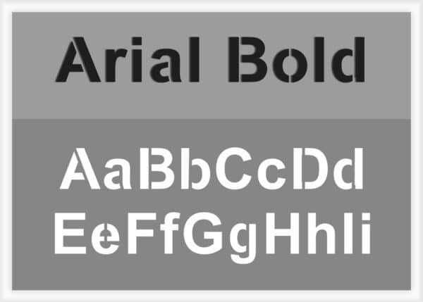 Arial Bold Font Alphabet Stencil