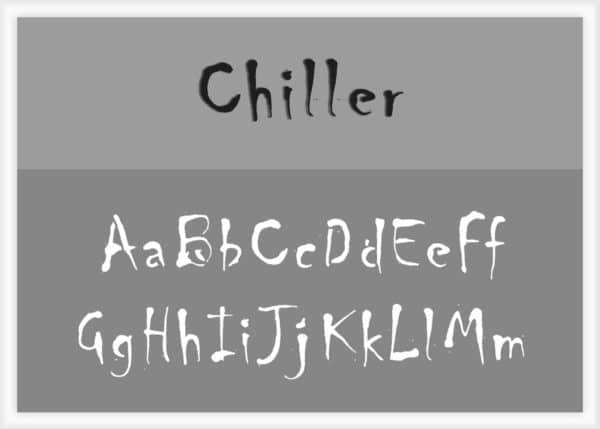 Chiller Font Alphabet Stencil