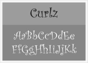 Curlz Font Alphabet Stencil