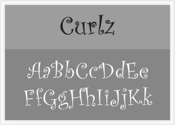 Curlz Font Alphabet Stencil