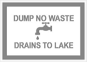 Drains to Lake Stencil dump no waste drains to lake storm drain marking stencil