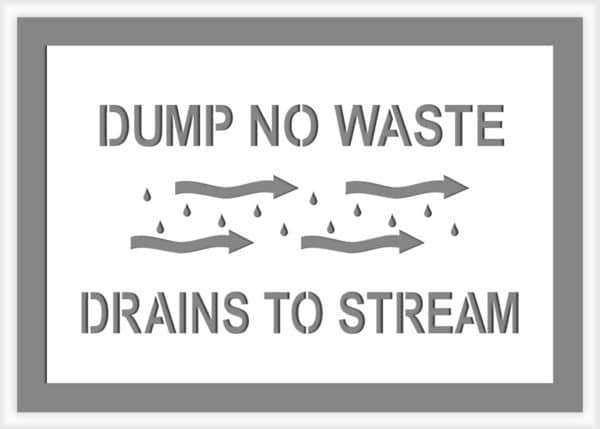 Dump no waste drains to stream stencil