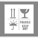 Fragile Keep Dry text and graphic stencil