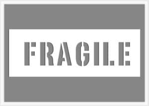 Fragile Large Text Stencil in Sans Bold font