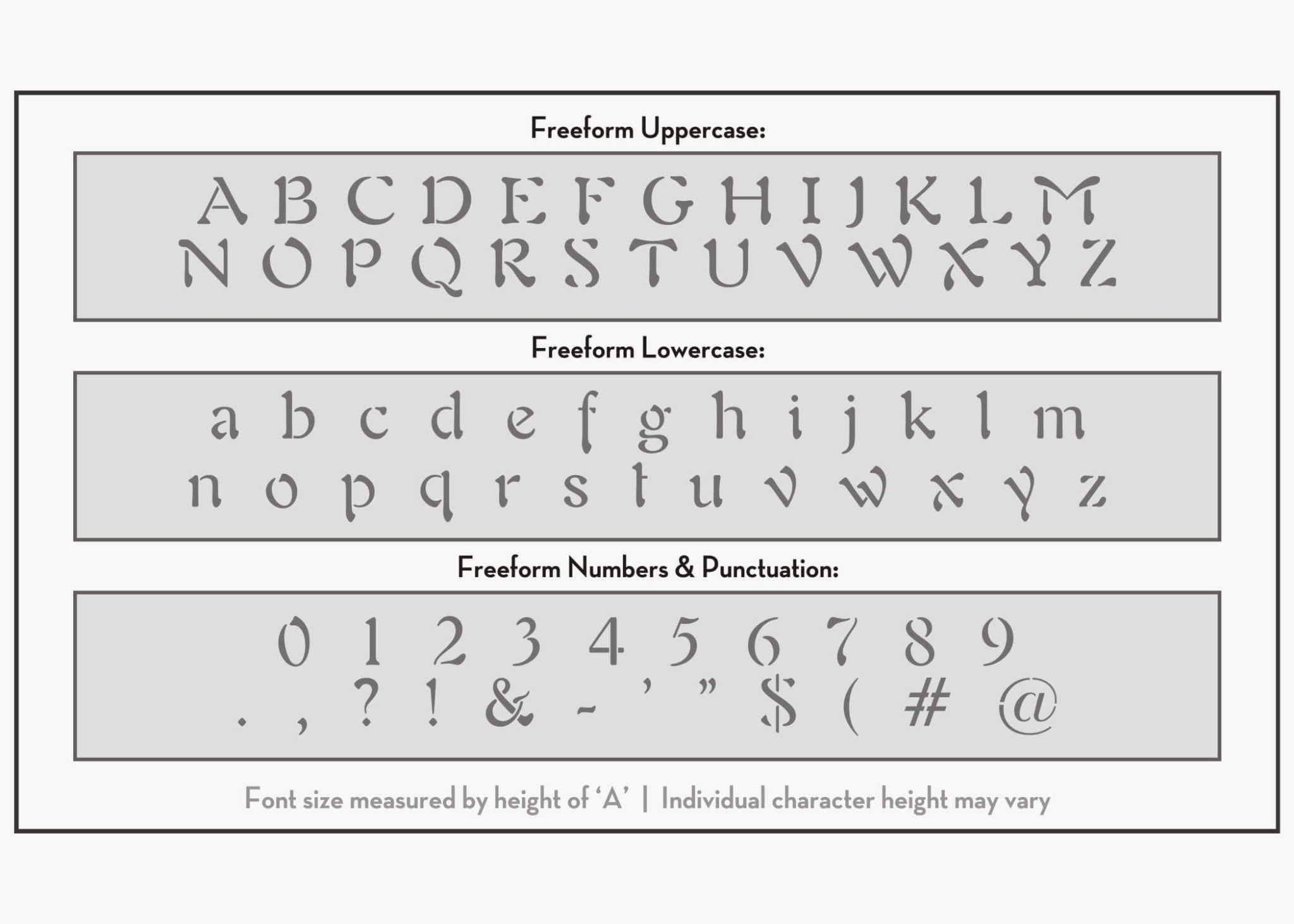 Freeform Font Alphabet Stencil | Letter Stencils | Stencils Online