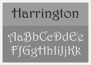 Harrington Font Alphabet Stencils