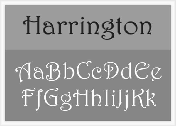 Harrington Font Alphabet Stencils