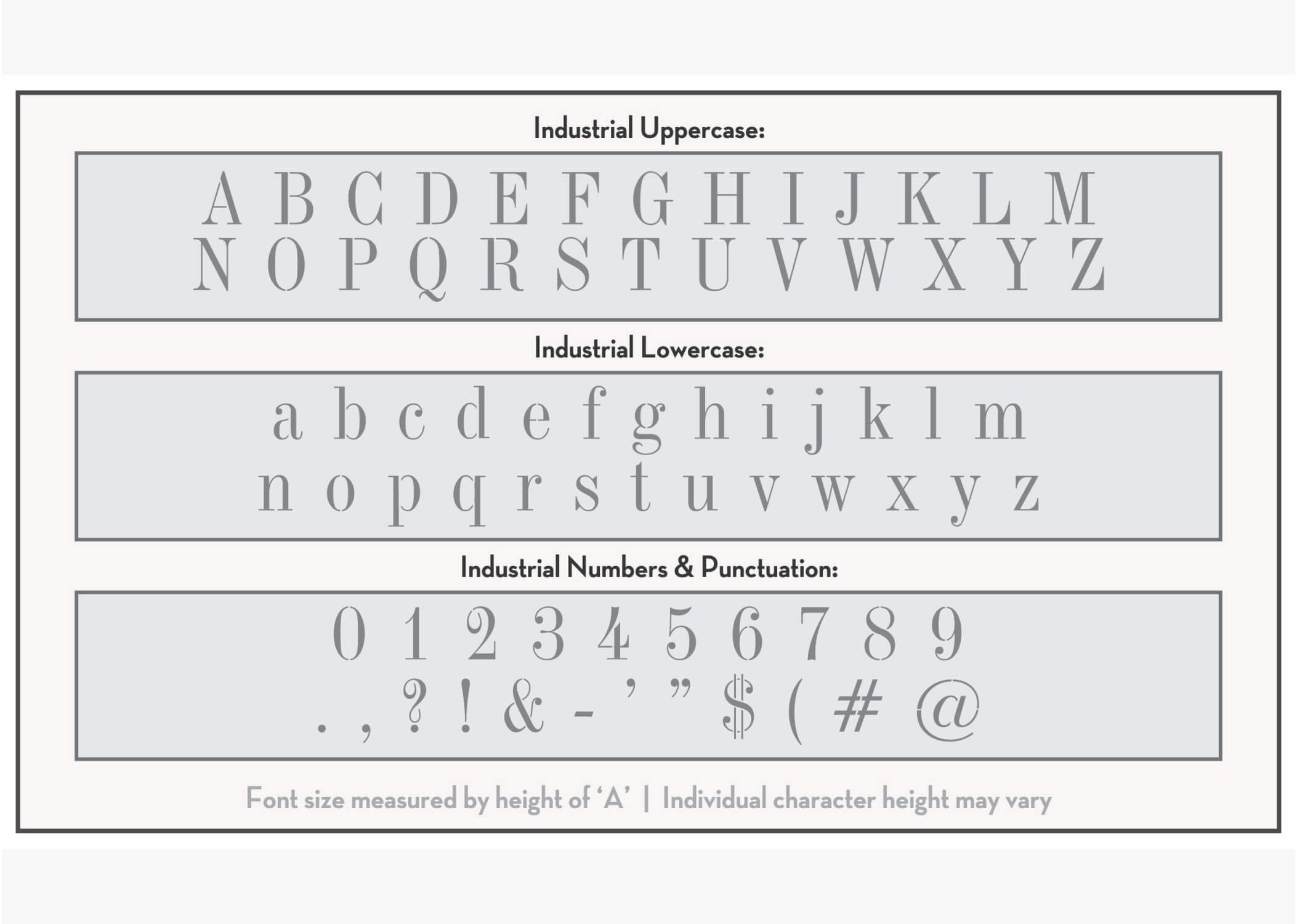 Industial Lettering Industrial Font Alphabet Stencil | Letter Stencils | Stencils Online