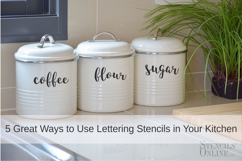 stenciled kitchen containers