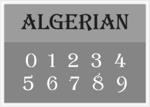 Algerian Font Number Stencils