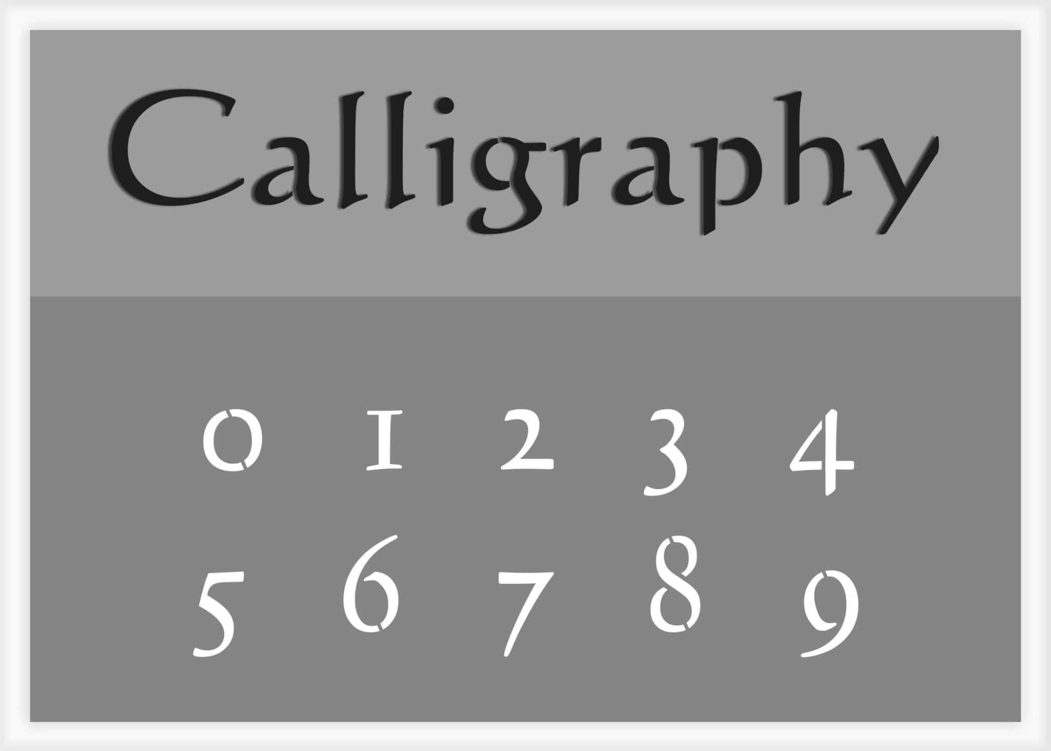 Calligraphy Font Number Stencil, Stencil Numbers