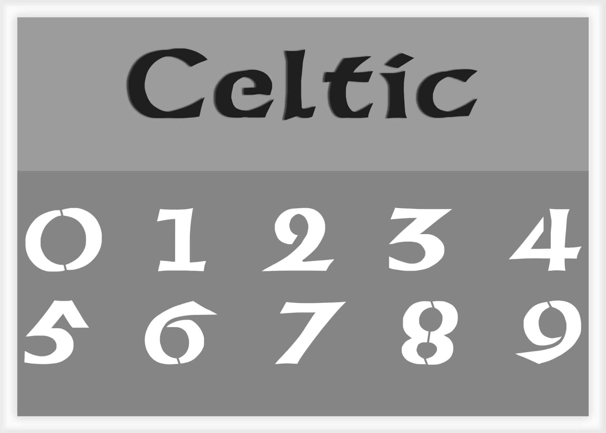 Celtic Font Number Stencil, Stencil Numbers