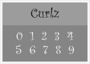 Curlz Font Number Stencils