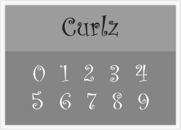 Curlz Font Number Stencils