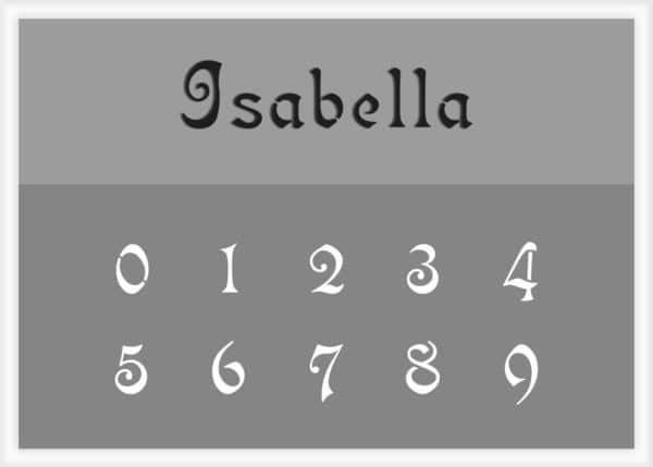 Isabella-Number-Stencil Isabella Font Number Stencil