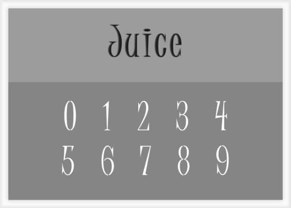 Juice Font Number Stencils