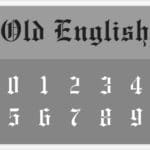 Old English Font Number Stencils