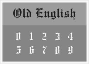 Old English Font Number Stencils