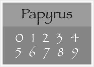 Papyrus Font Number Stencil