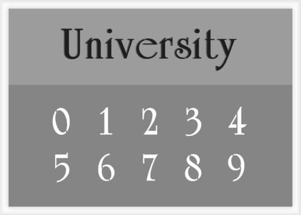 University Font Number Stencil