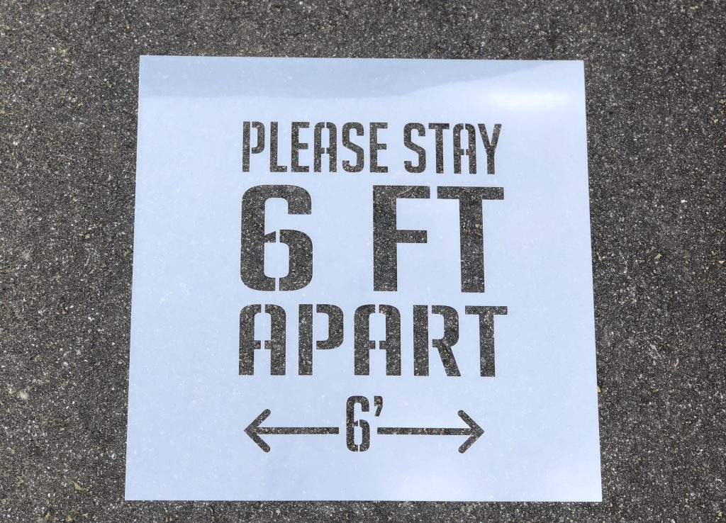 please stay 6 ft apart stencil