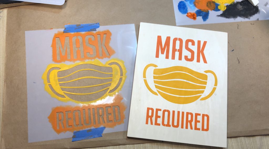 mask required sign stencil